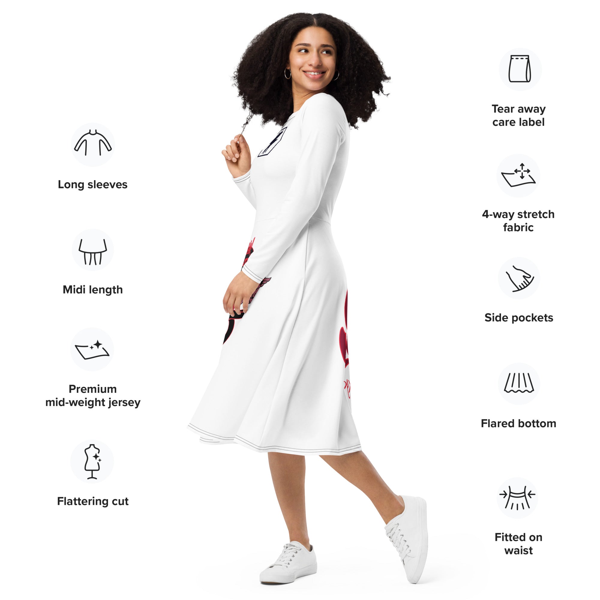 'God Vibes' Long Sleeve Midi-Dress