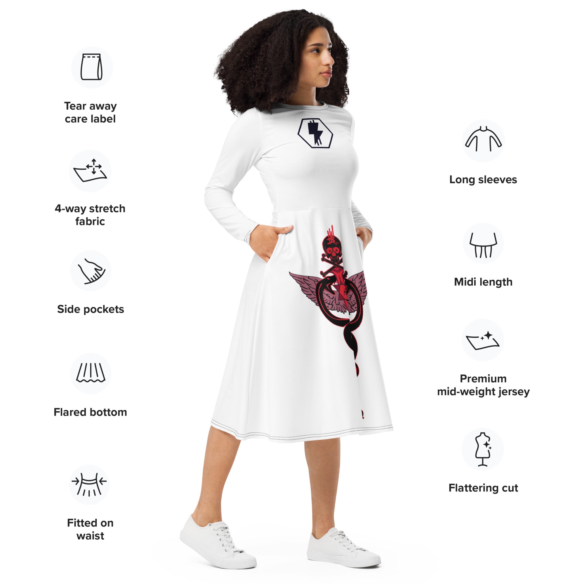 'God Vibes' Long Sleeve Midi-Dress
