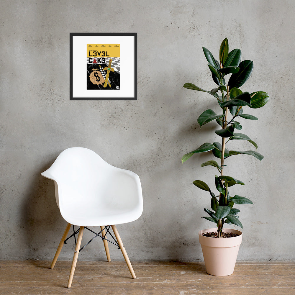 'L3v3l Cak3' Framed poster - Streetwear, Print - Merchandise, Hella Sexy Dope - HSD, Hella Sexy Dope - Hella Sexy Dope