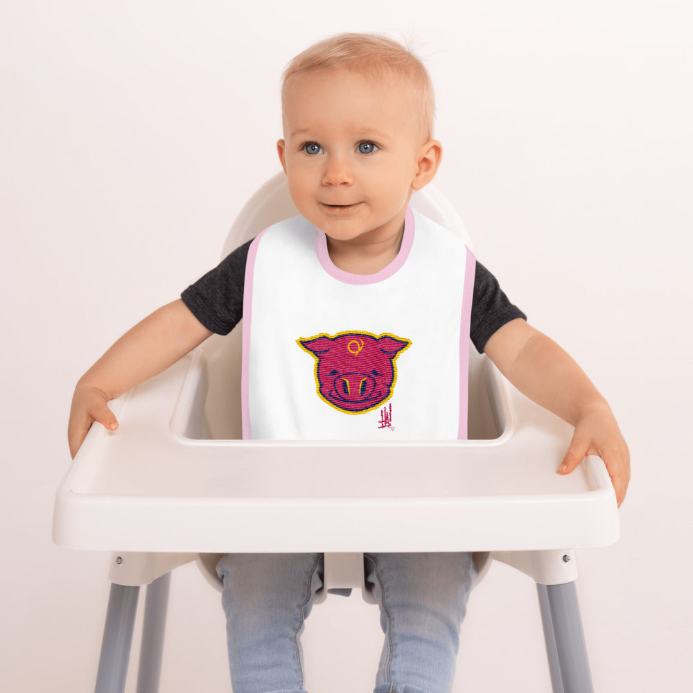 'PigBRAND' Embroidered Baby Bib - Streetwear, Accessory - Merchandise, Hella Sexy Dope - HSD, Hella Sexy Dope - Hella Sexy Dope